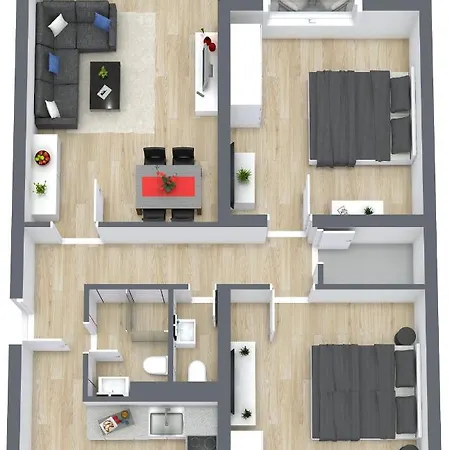 Eastside Mit 3 Zimmern Fur Bis Zu 5 Personen Mit Balkon Apartament